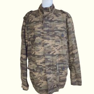 Banana Republic Jacket‎ Large Lightweight Lined Zip/Button Up Camo Fatigue Gorp